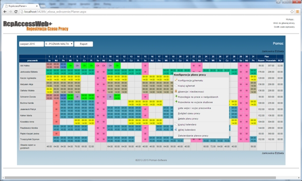 Aplikacja przeglądarkowa rejestracji czasu pracy RcpAccessWeb+